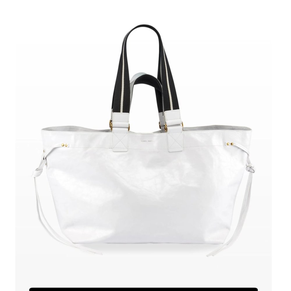 Isabel Marant Wardy Bag WHITE DISTRESSED LEATHER TOTE HANDBAG $995